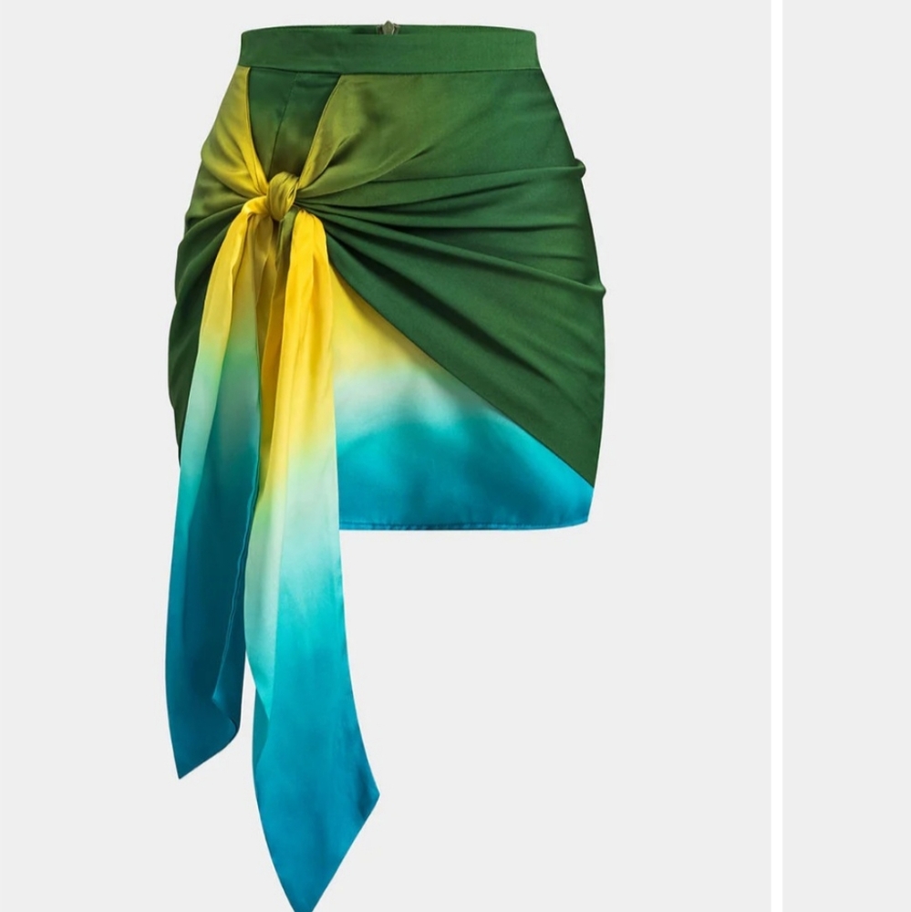 Green and Blue Ombre Sarong Skirt